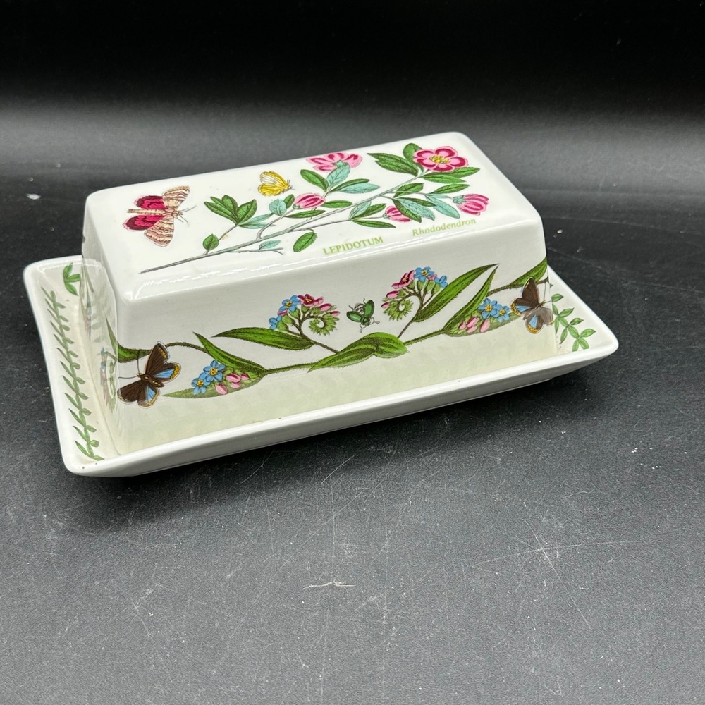 Portmeirion Botanic Garden 1/4 lb Covered Butter Dish Old 1972 Mark England